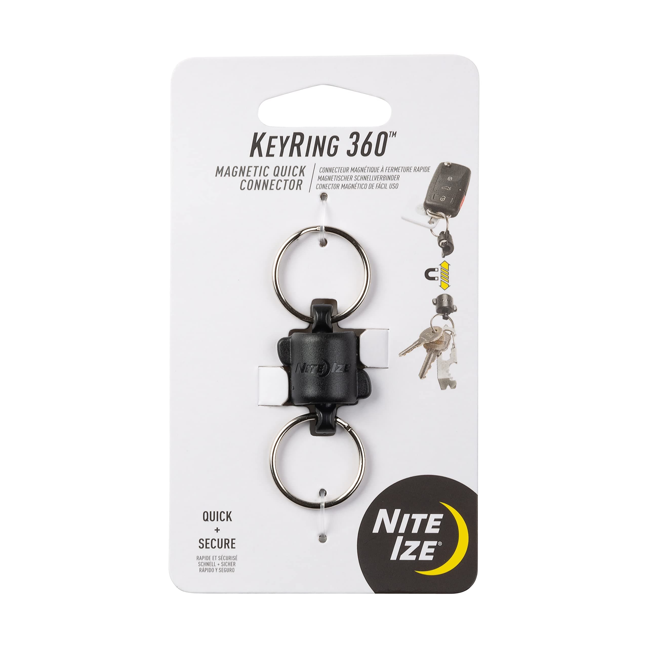 Keyring 360 Magnetic Quick Connector, Magnetic Locking Split Rings for Keys