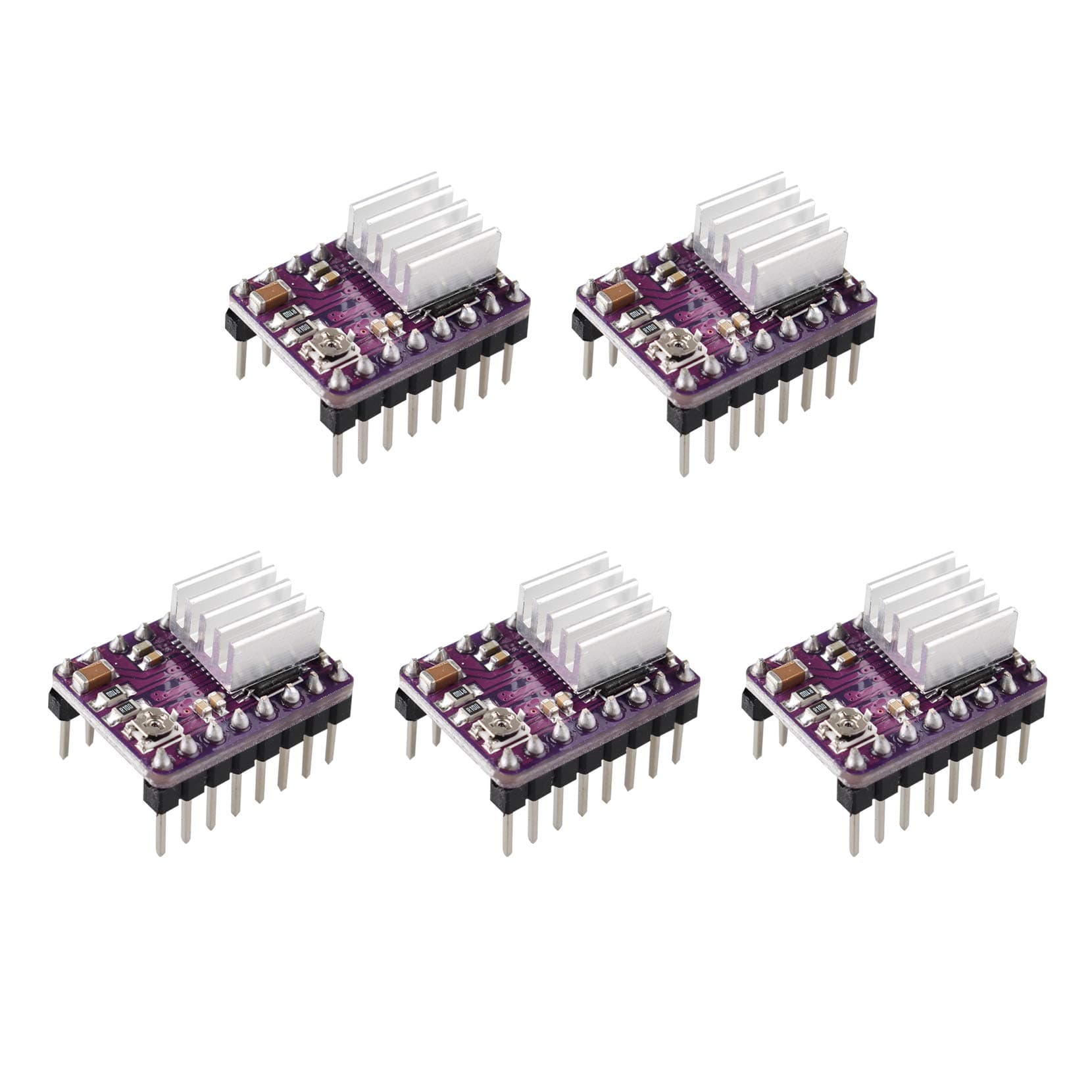5Pcs StepStick DRV8825 Stepper Motor Driver Carrier Reprap Module 4-layer PCB With Mini Heat Sink Compatible with 3D Printer Reprap Ramps1.4 A4988