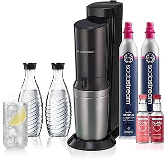 SodaStream Aqua Fizz Sparkling Water Maker Bundle (Black), with Co2, Glass Carafes, & bubly drops Flavors
