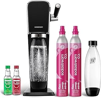ART Sparkling Water Maker | VALUE BUNDLE | CQC CO2 system | Includes 2x CO2 Cylinders, 2x 32 Fl Oz Dishwasher Safe Bottles, 2x Bubly Flavor Drops | Combine with Pepsi Flavors | Black