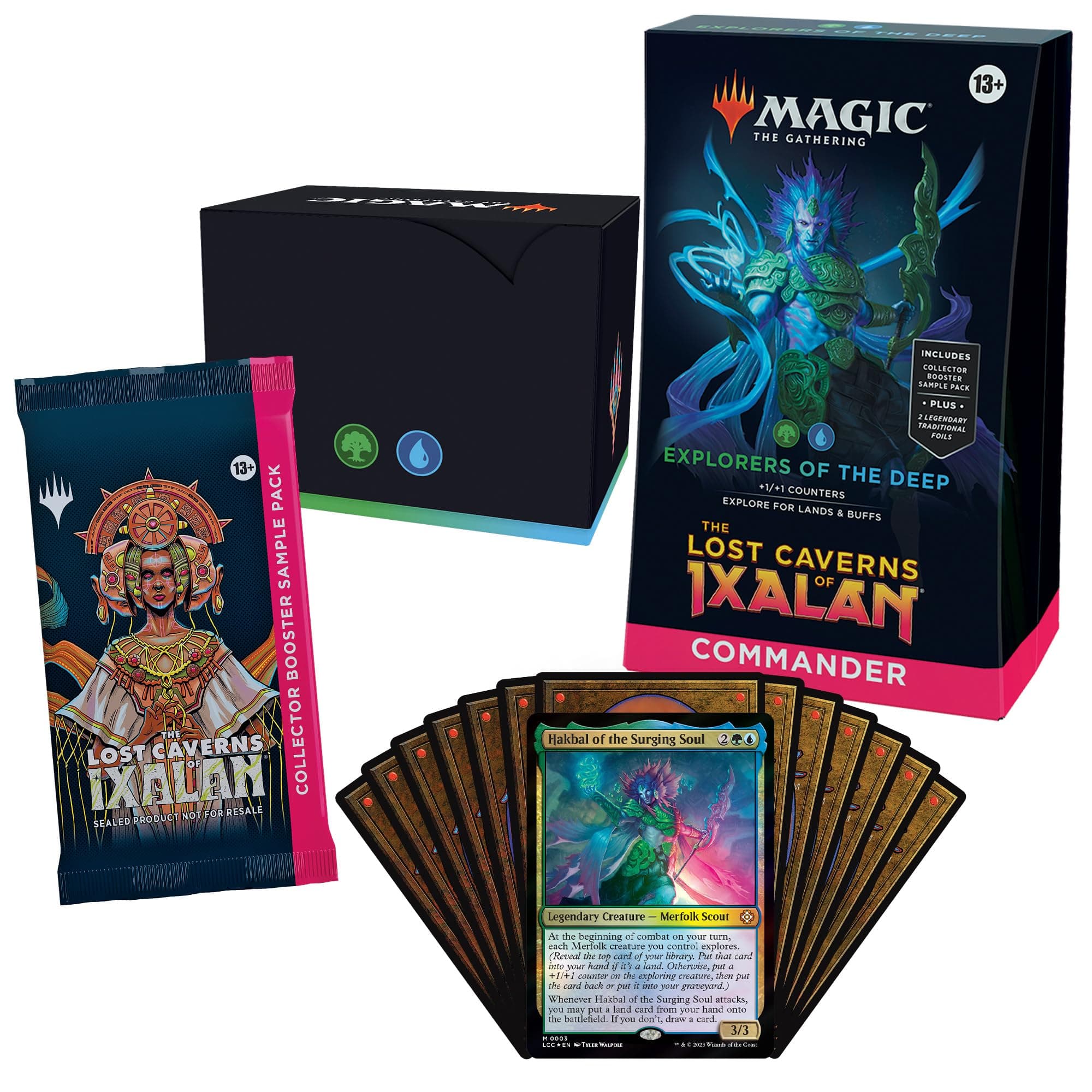 The Lost Caverns of Ixalan Commander Deck - Explorers of The Deep (100-Card Deck, 2-Card Collector Booster Sample Pack + Accessories)