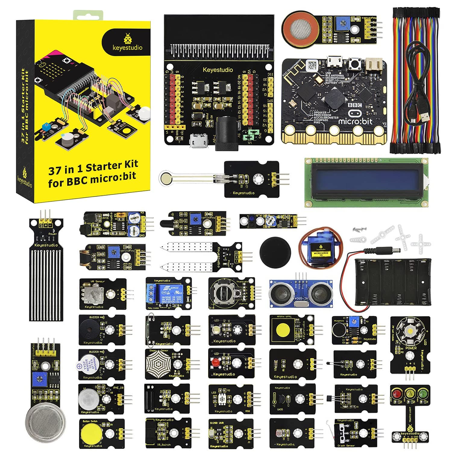 37 in 1 Box Starter Kit with BBC Microbit V2.2 Board, Great 37 Sensors Microbit Accessories Coding Electronics Kit for Teens Adults, Electric Circuit Learning with Tutorial