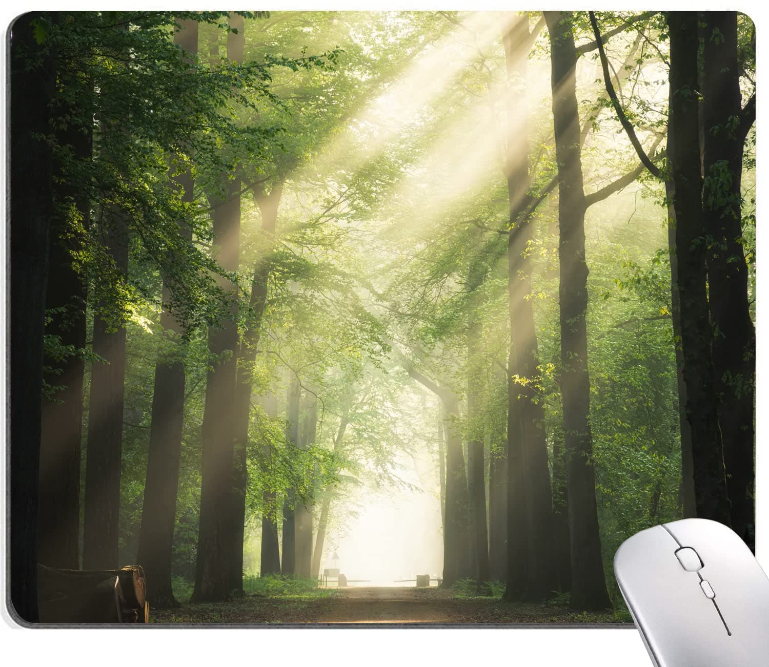 Hokafenle Mouse Pad, Natural Forest Mouse Pad, Rectangle Mouse Mat Square Waterproof Mouse Pads Non-Slip Rubber Base Mousepad for Office Laptop, 9.5"x7.9"x0.12" Inch