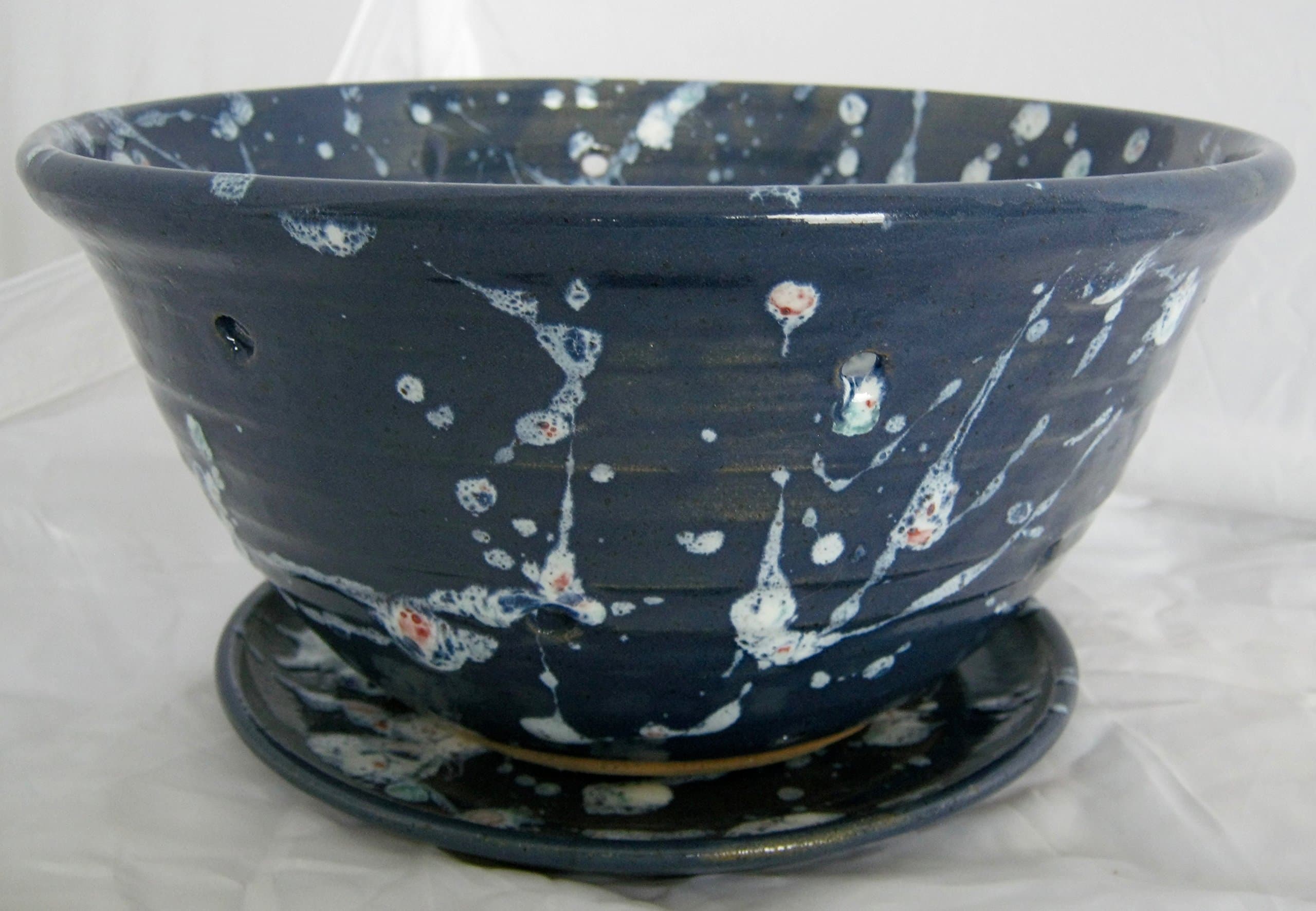 Pottery Colander/Strainer/Steamer with matching plate.