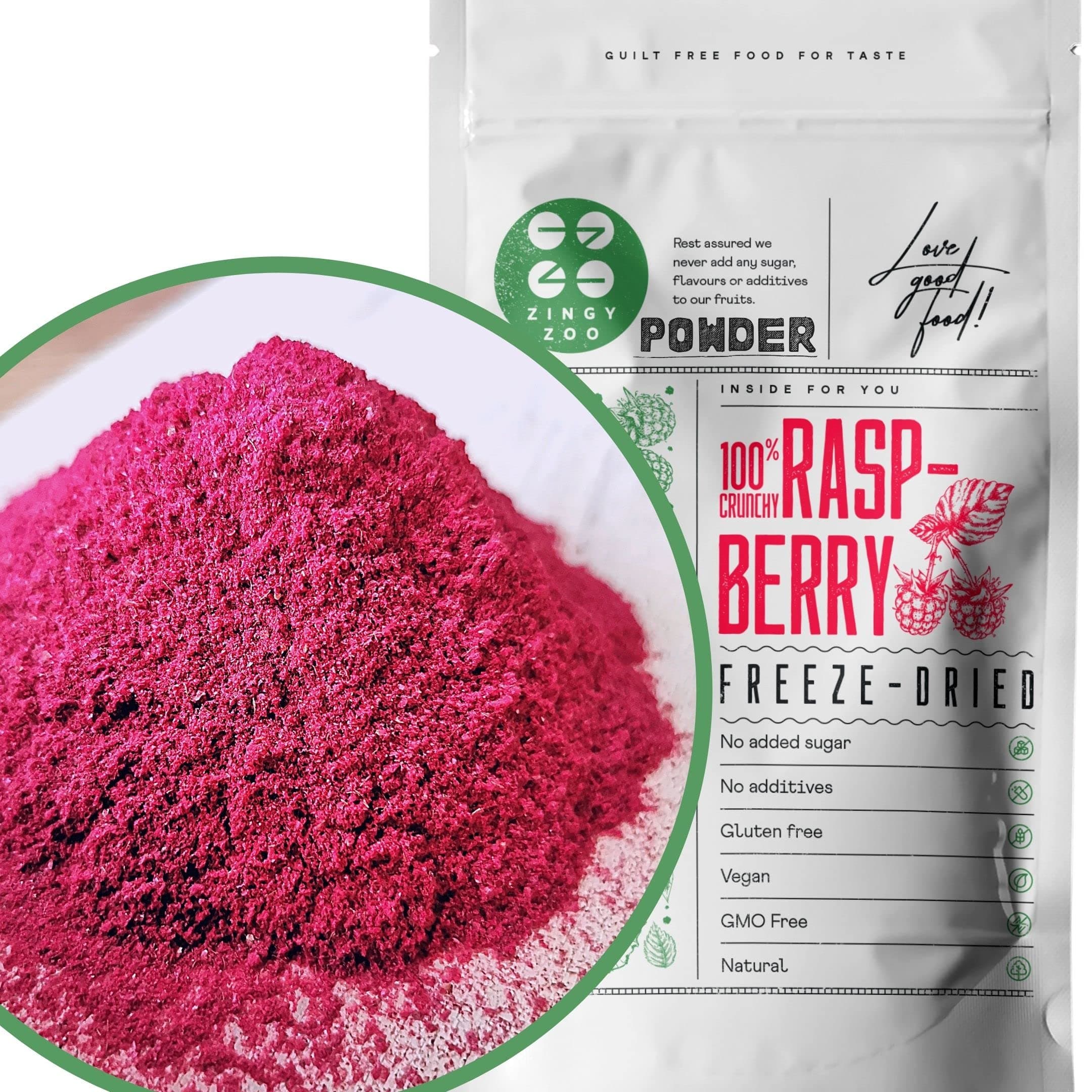 Freeze Dried Raspberry Powder | 100% Pure Fruit Powder | Natural Freeze-Dried Raspberries Milled to Powder | Fresh to Use for Baking Cooking Smoothie Fruit Flavour | Raspberrys ZingyZoo